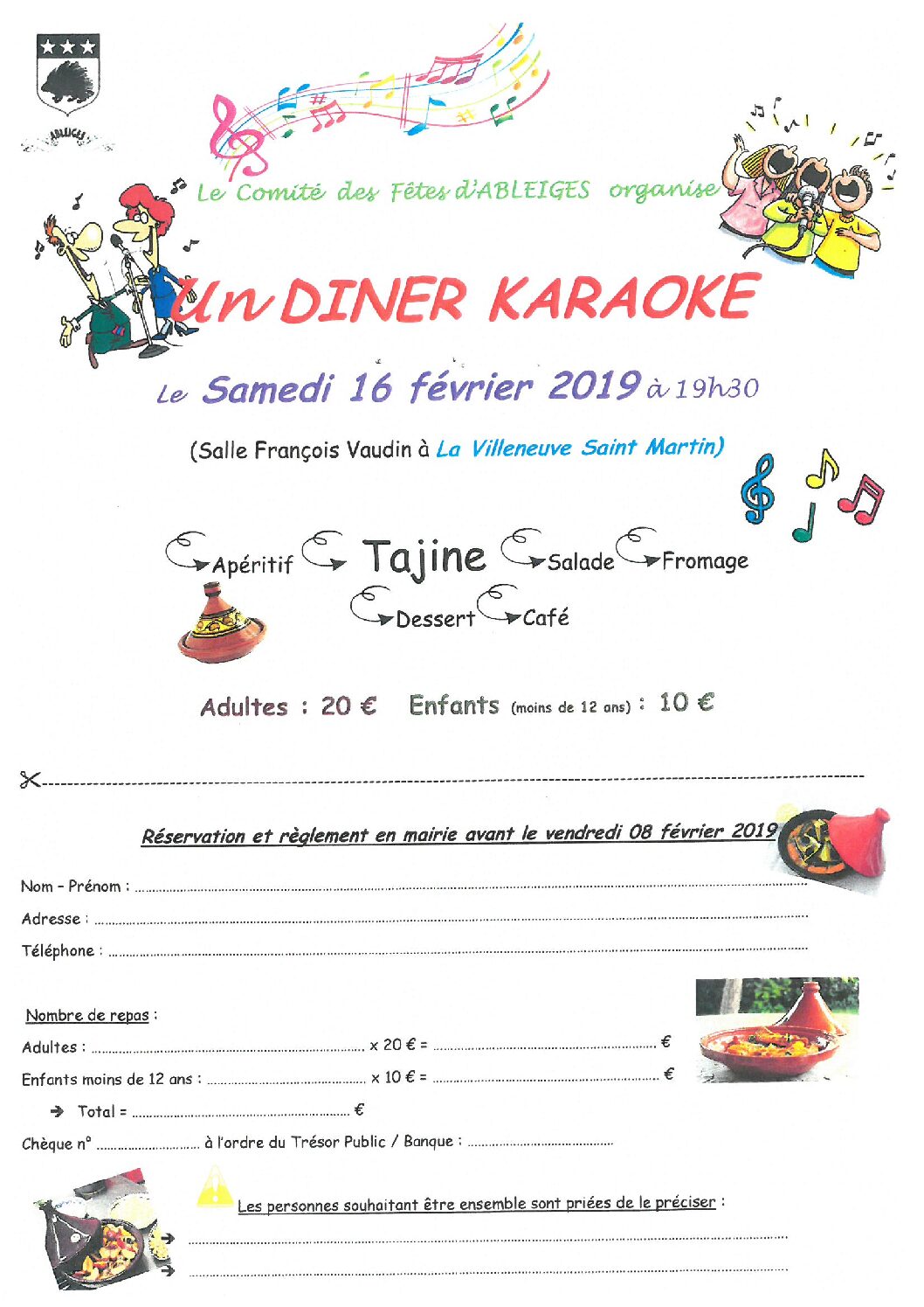 Dîner KARAOKE organisé par la Mairie